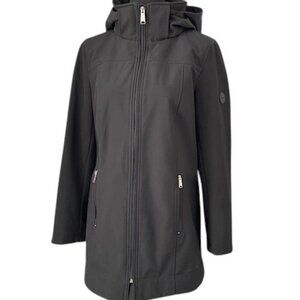 ANDREW MARC Softshell Detachable Hood Raincoat Black Small